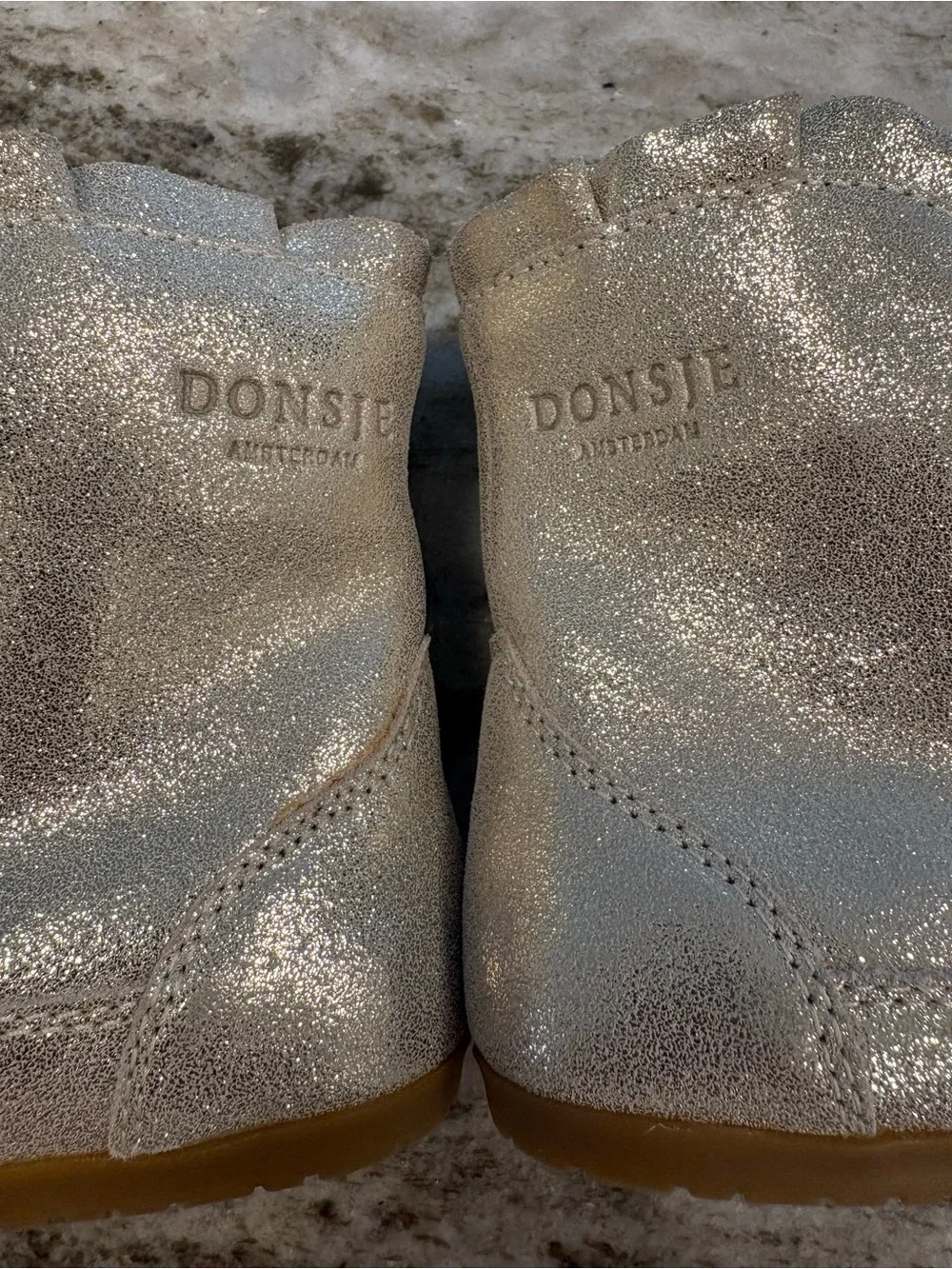 Sparkling Gold Fur-Trim Kids Boots Retail $145
